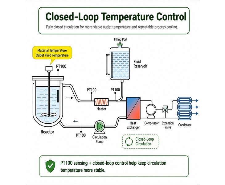 PT 100 extraction chiller temperature control