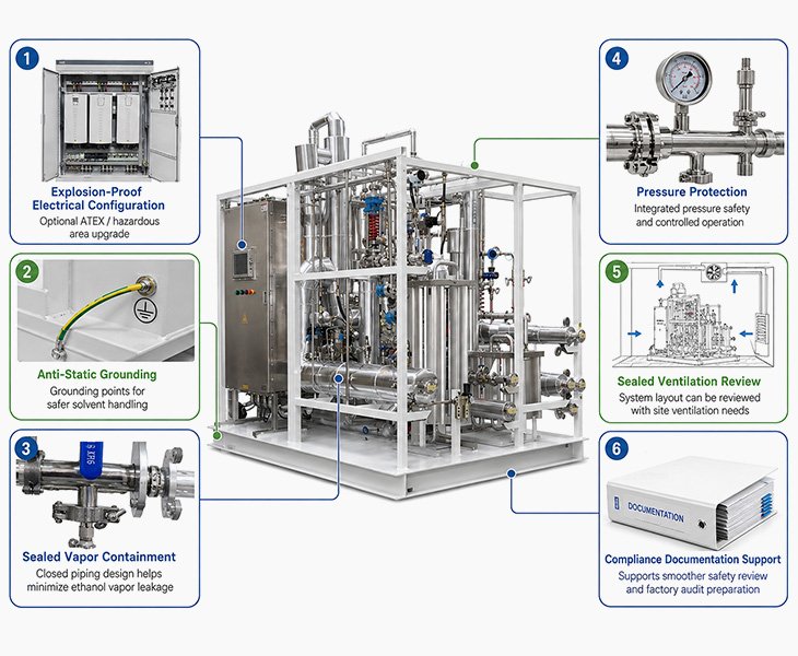 ethanol recovery safety configuration