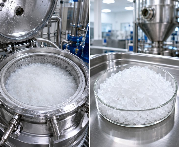Crystallization → Separation → Washing → Drying → Final Crystal