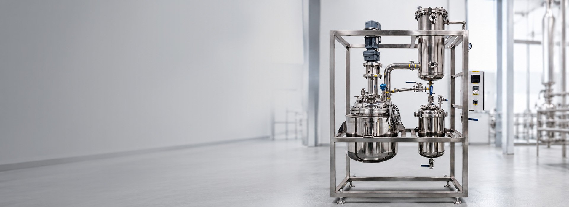 Industrial decarboxylation reactor system with condenser and process control